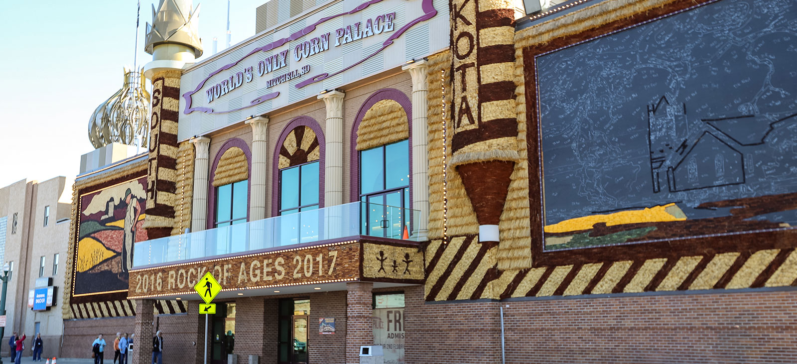 World’s Only Corn Palace Mitchell SD decorated with annual themed corn murals
